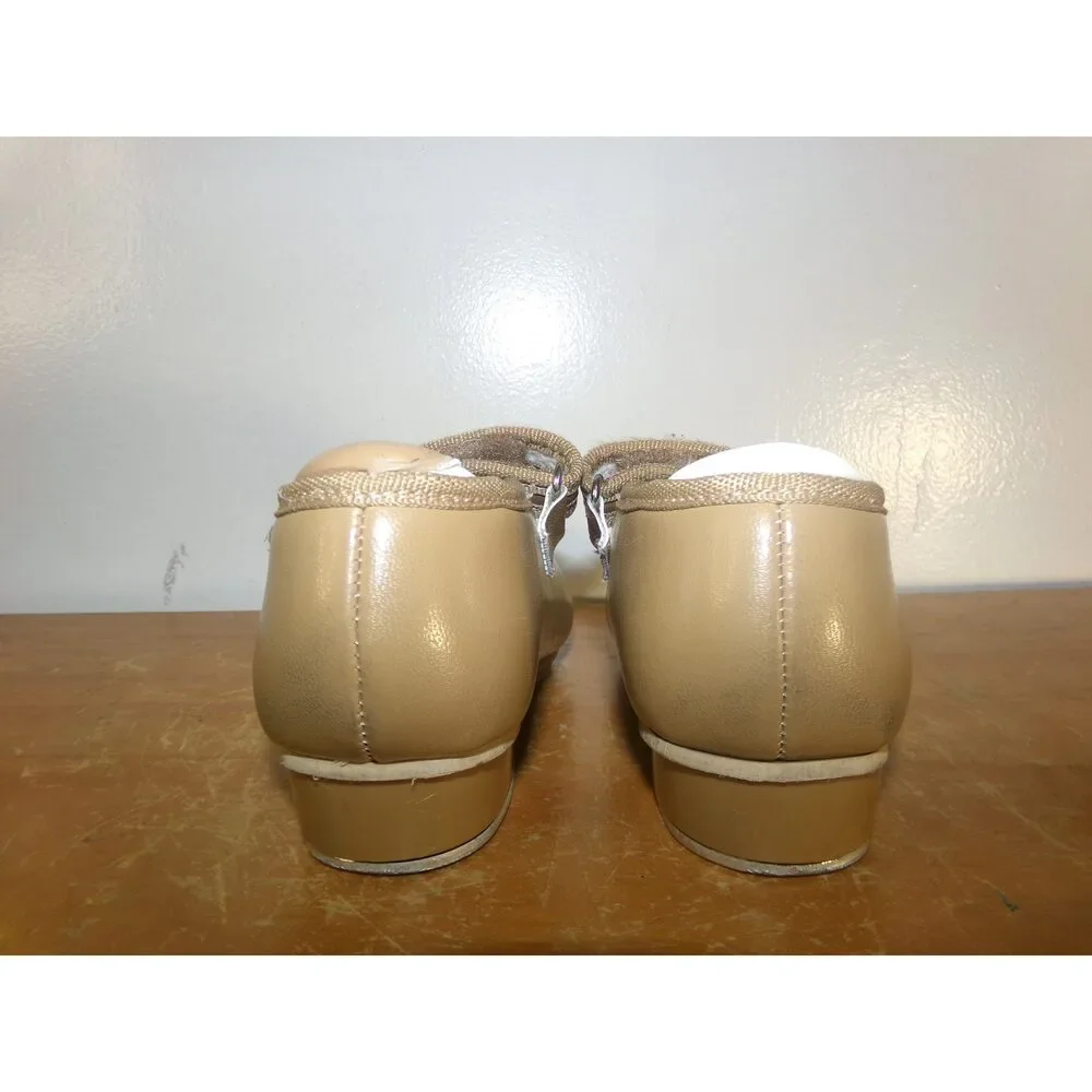 Pre-Owned Dance Tap Shoes Revolution Child 2.5M Tan Mary Jane Leather Loop Strap